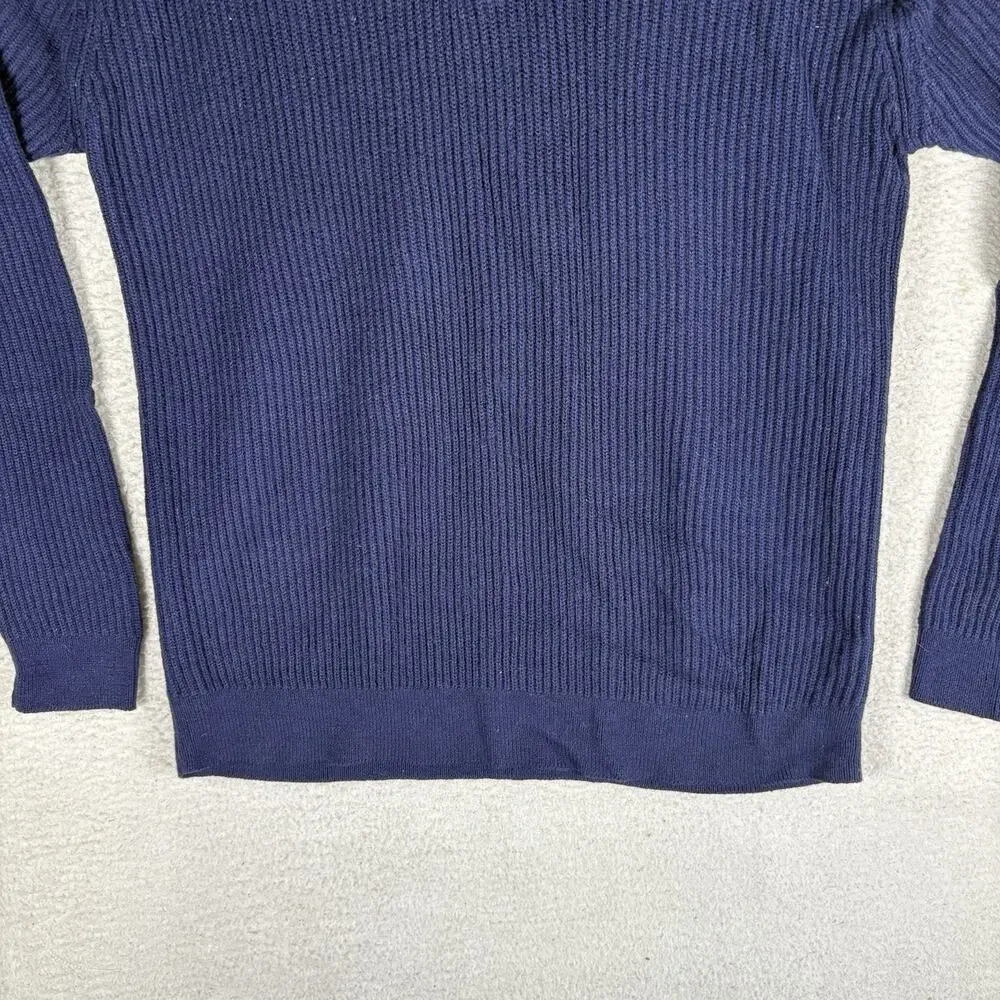 Vintage Haband Lions Den Sweater Mens XL Blue Ribbed Wool Blend Corduory Henley